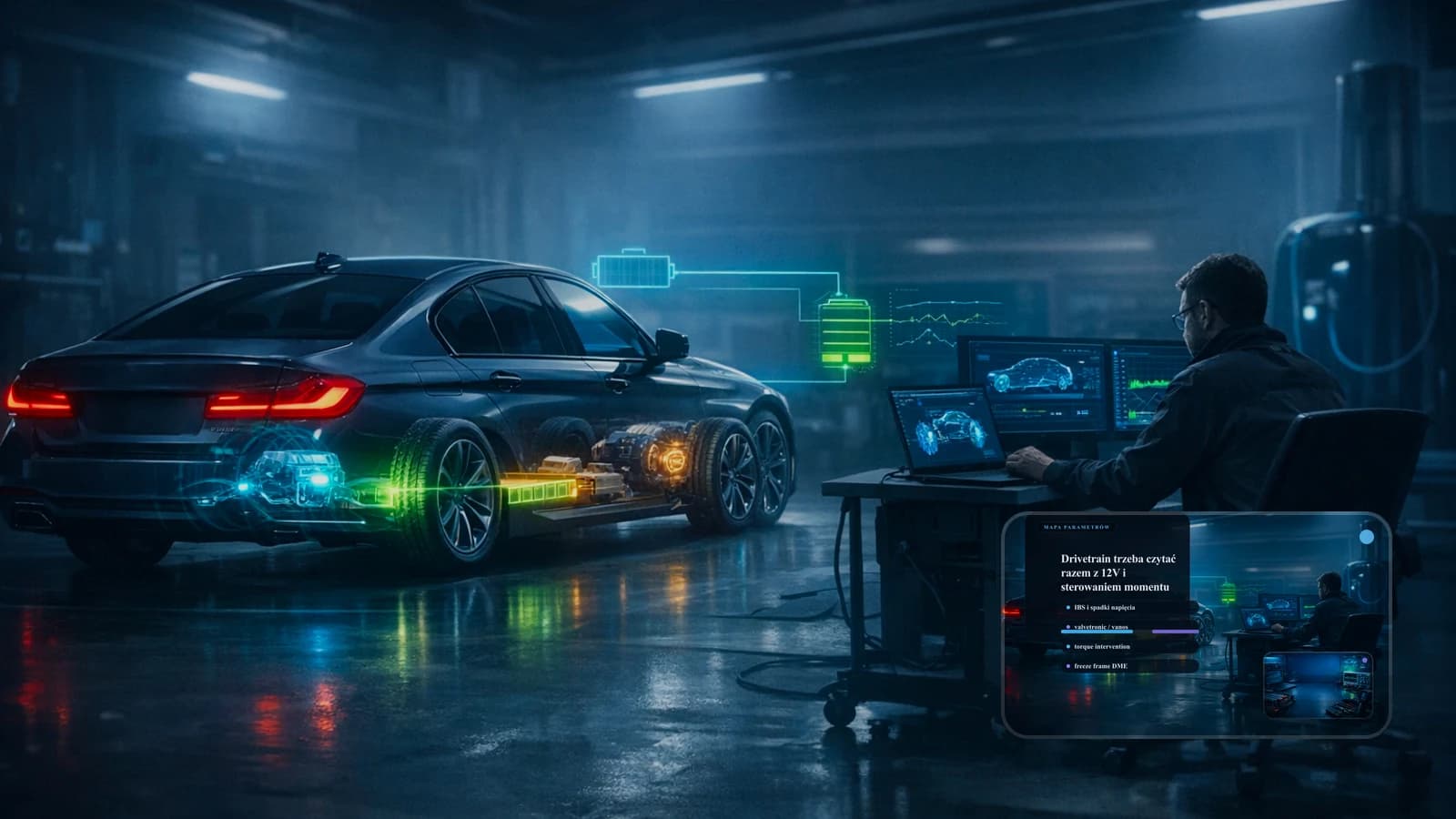 BMW diagnostics for Battery Discharged, IBS, and wake-up history after parking.