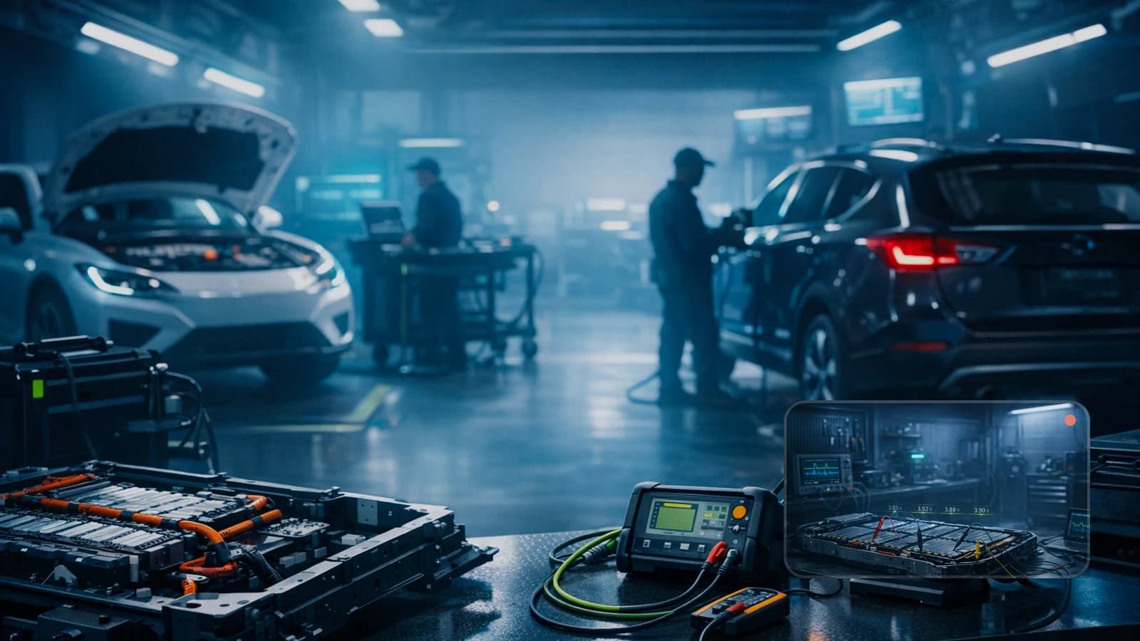 Kia Niro or Sportage hybrid with a diagnostic tool connected, showing hybrid system live data.